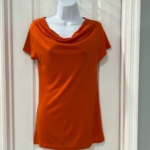 Orange Cowl Neck Blouse